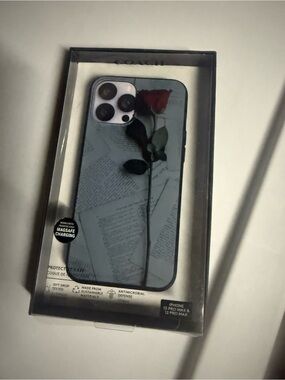Coach iPhone Case with Red Rose on Black Background